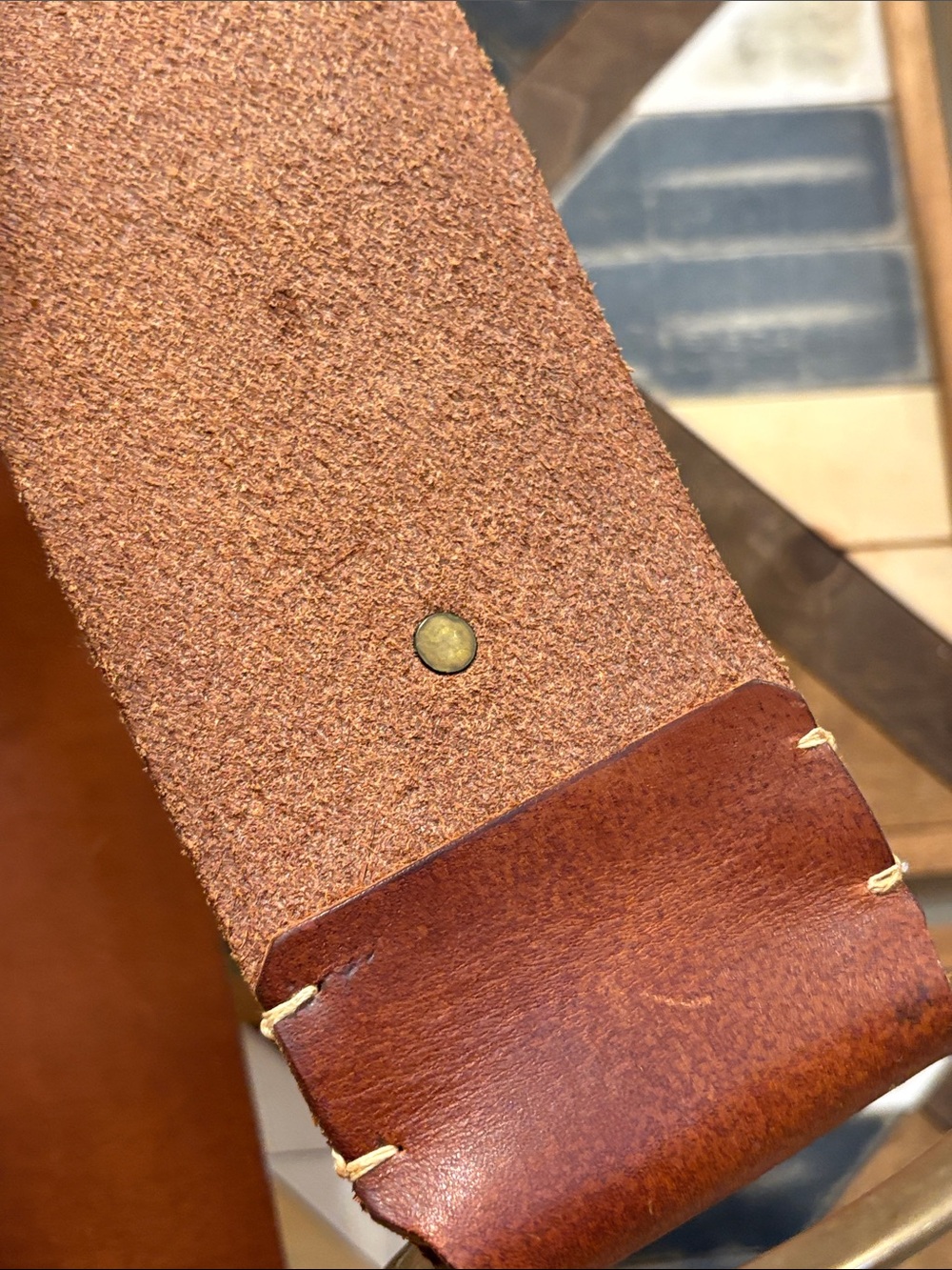 Vintage Ralph Lauren 80s Wide Brown Leather Belt with Round Brass Buckle Small - Picture 8 of 14